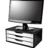 Suporte p/monitor c/3 gavetas preto/branco Souza & Cia CX 1 UN