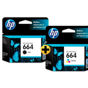Cartucho HP 664 preto Original (F6V29AB) + Cartucho HP 664 colorido Original (F6V28AB) CX 1 UN
