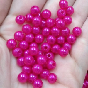 100 Pérolas 6mm ABS Inteira Com Furo 10g fuschia