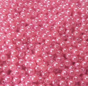 100 Pérolas 6mm ABS Inteira Com Furo 10g rosa médio