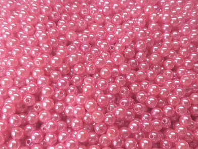 100 Pérolas 6mm ABS Inteira Com Furo 10g rosa médio