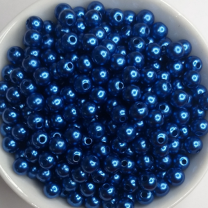 100 Pérolas 6mm ABS Inteira Com Furo 10g azul roya