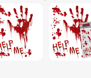 Adesivo para Espelho Help Mãos Sangue - 02 unidades