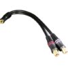 Cabo RCA de áudio em Y com 2 Femea e 1 macho para som jack