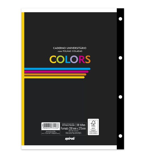 Caderno universitário c/96 fls coladas colors 74533 Spiral PT 1 UN - Image 2
