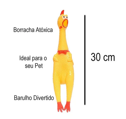 Galinha Frango Brinquedo Borracha Pet Mordedor Sonoro Apito - Imagem 2