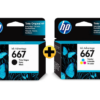Cartucho HP 667 preto Original (3YM79AB) + Cartucho HP 667 colorido Original (3YM78AL) CX 1 UN - Image 2