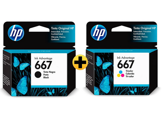 Cartucho HP 667 preto Original (3YM79AB) + Cartucho HP 667 colorido Original (3YM78AL) CX 1 UN - Image 2