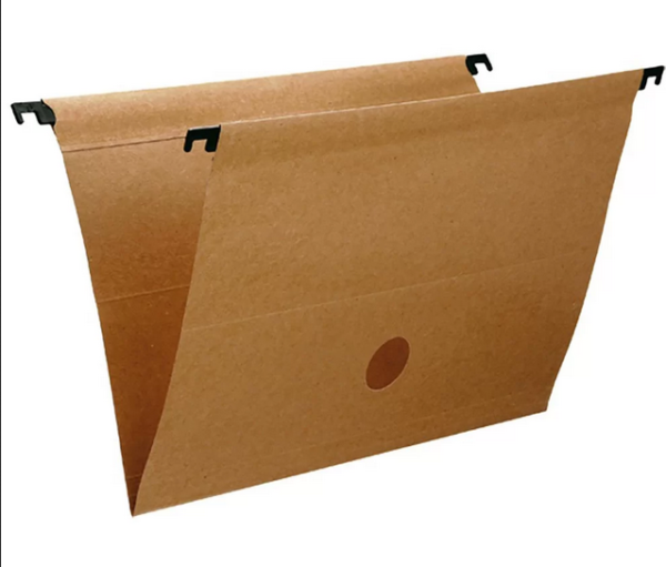 Pasta Suspensa Kraft 170G Home Office com Visor-Etiqueta E Grampo Plástico Fixador Dello - CX 50 UN - Imagem 2